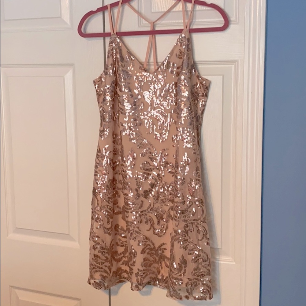 Rose Gold Sequin Short Dress